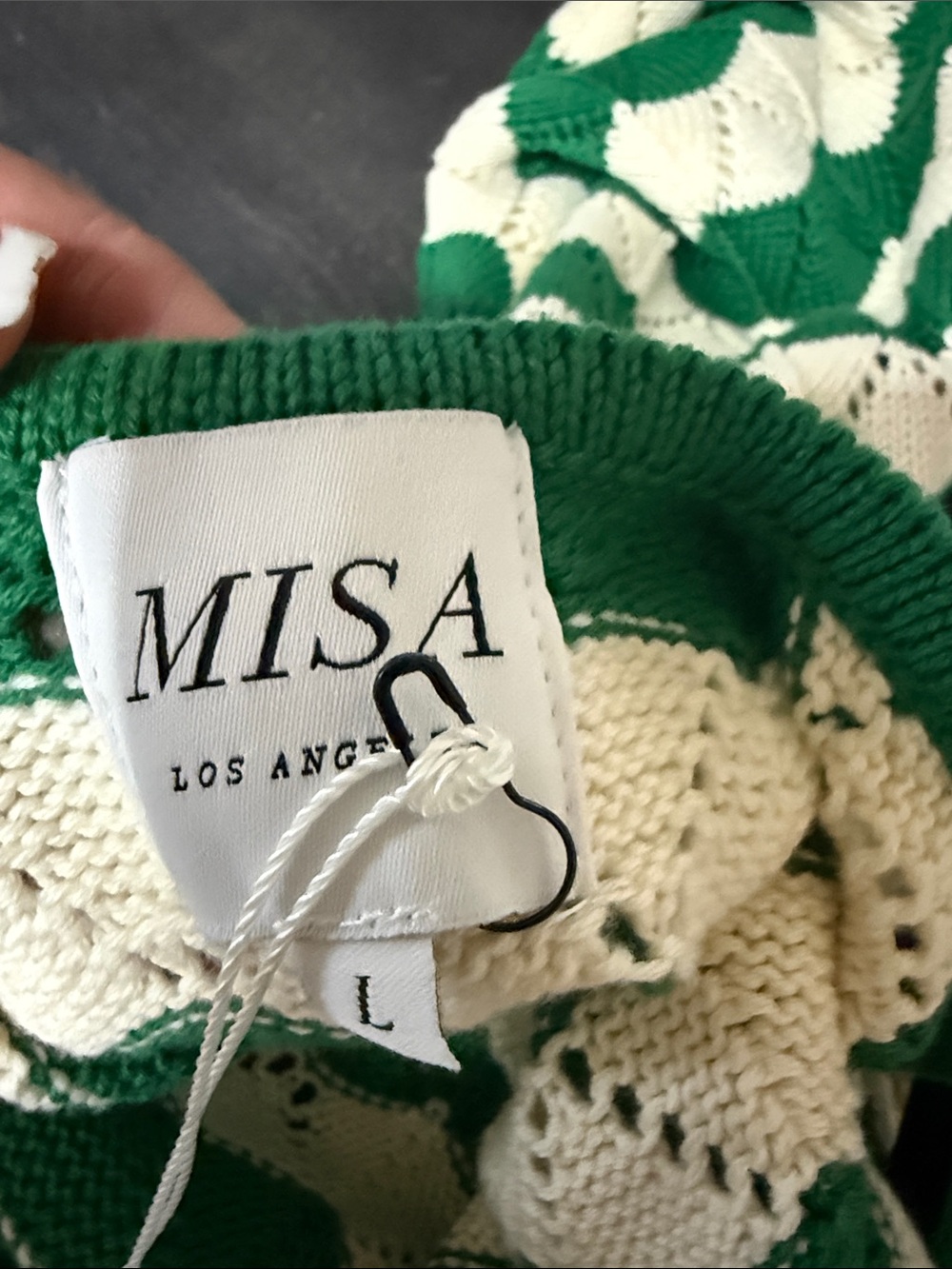 Misa Los Angeles Green and Cream Crochet Maxi Dress - Picture 6 of 6